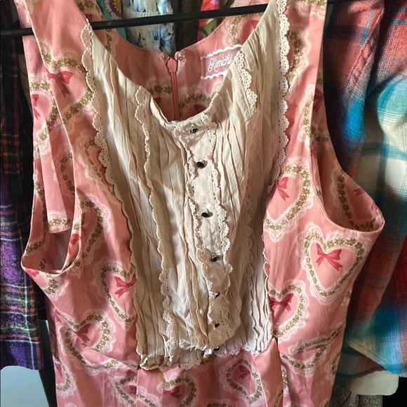 Urban Outfitters Kimchi Blu Pink Heart Bow Pattern Dress $69 - Picture 5 of 8